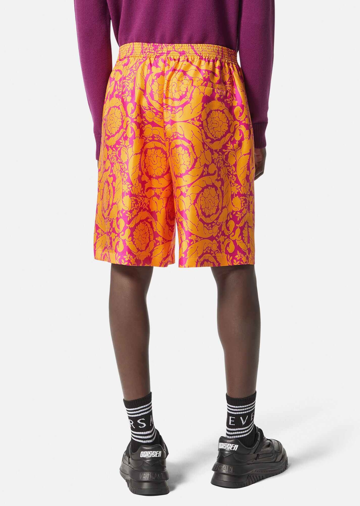 Barocco Silhouette Silk Shorts - 4