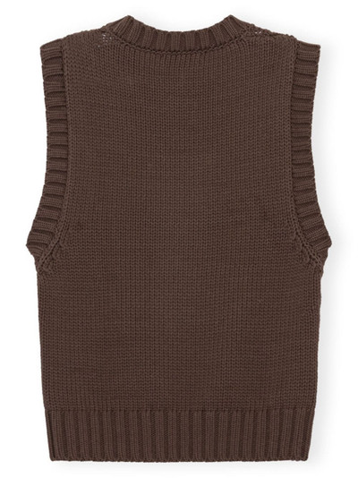 GANNI intarsia-knit logo organic-cotton blend vest outlook