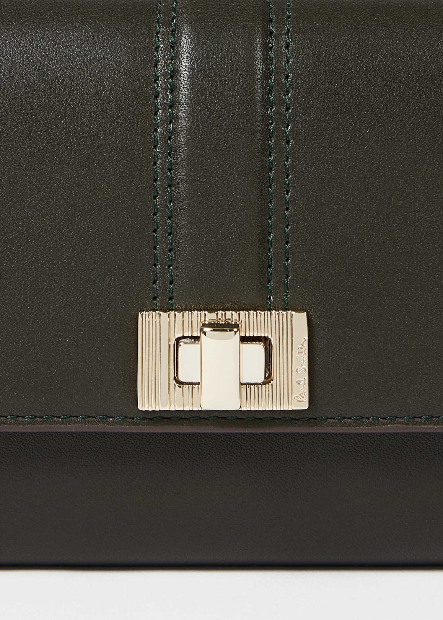 Women's Dark Green Leather 'Signature Stripe' Strap Phone Bag - 2