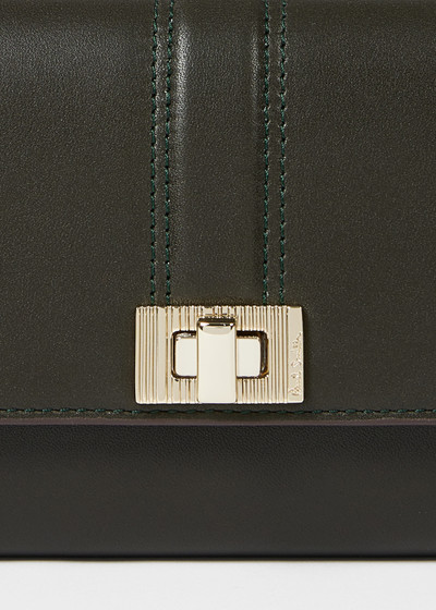 Paul Smith Women's Dark Green Leather 'Signature Stripe' Strap Phone Bag outlook
