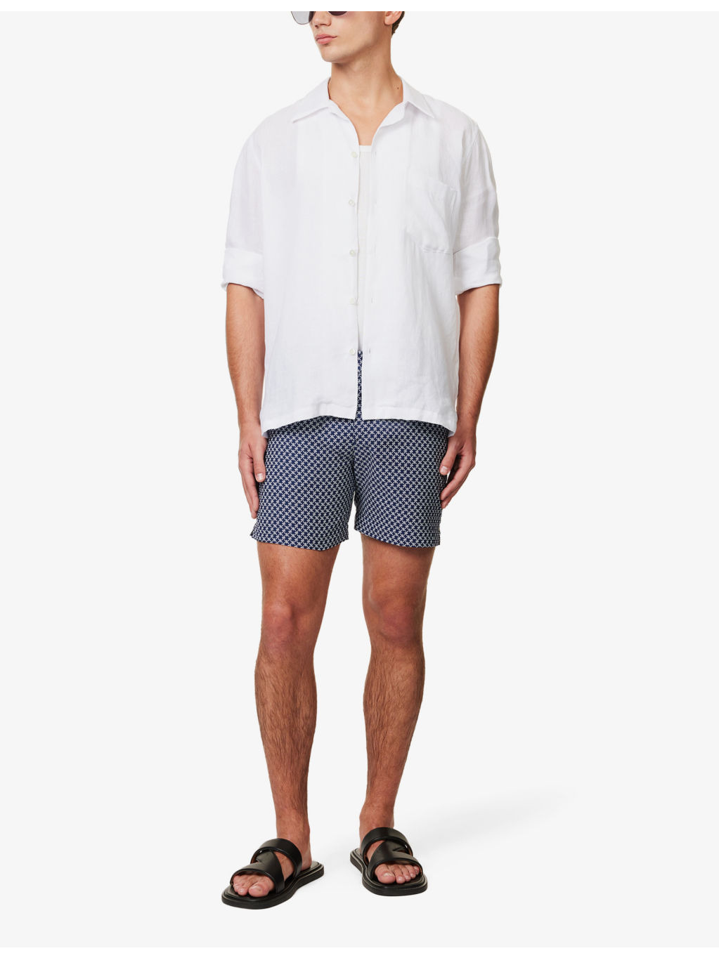 Bulldog waist-adjuster patterned swim shorts - 2