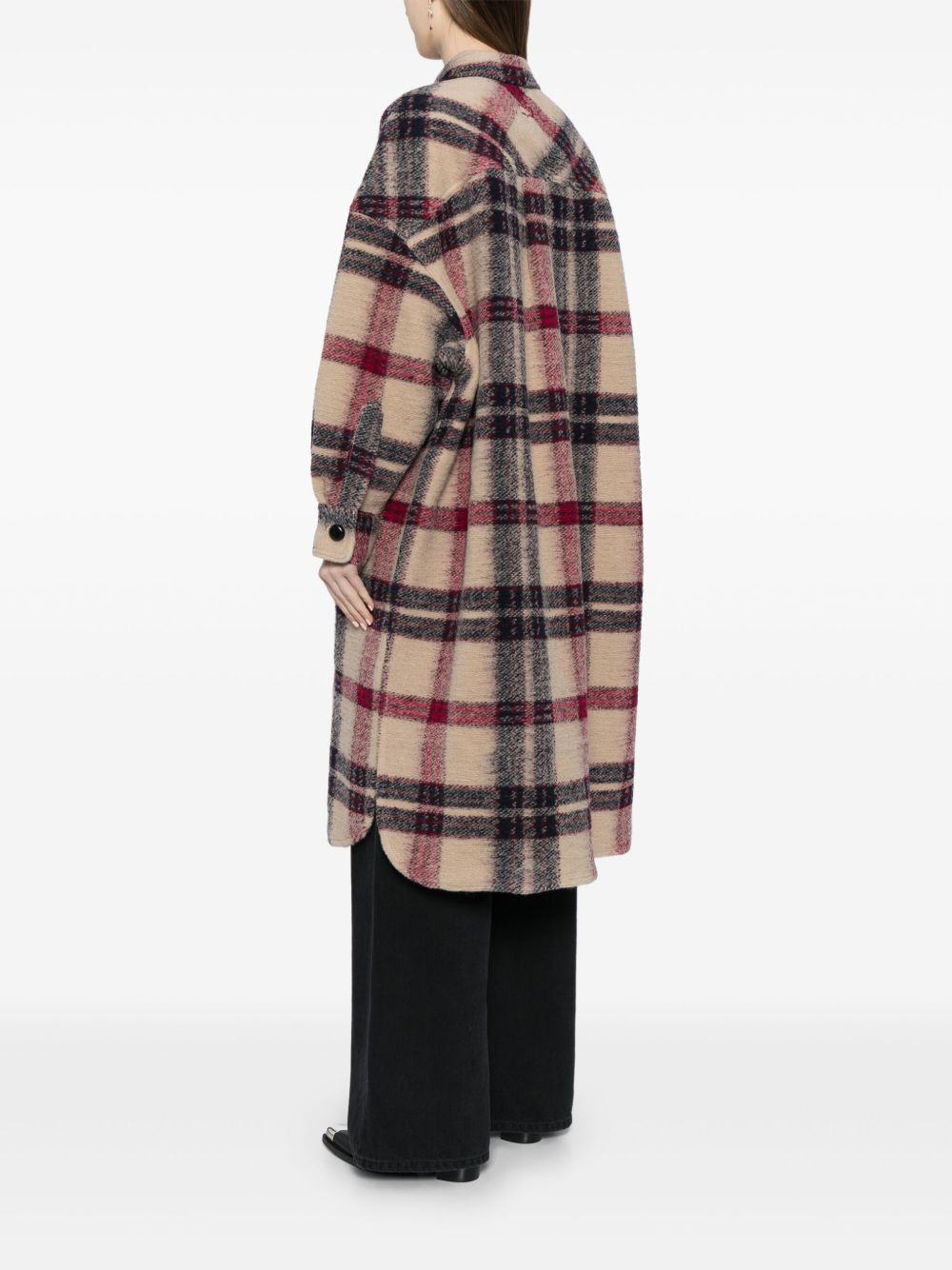 check-print blanket coat - 4