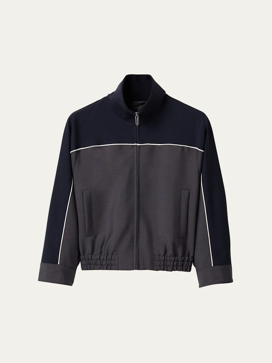 3/4-Sleeve Cropped Track Jacket - 1