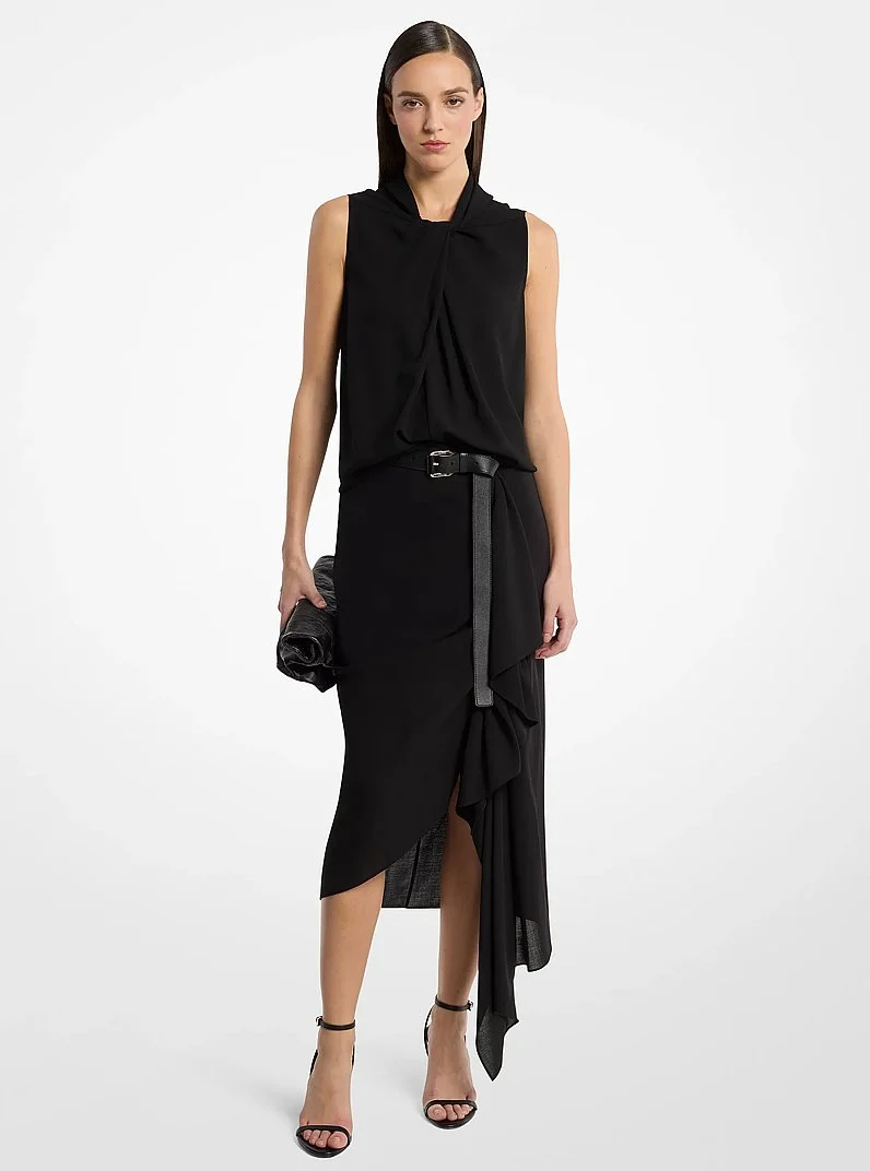 Wool Crepe Cascade Skirt - 1