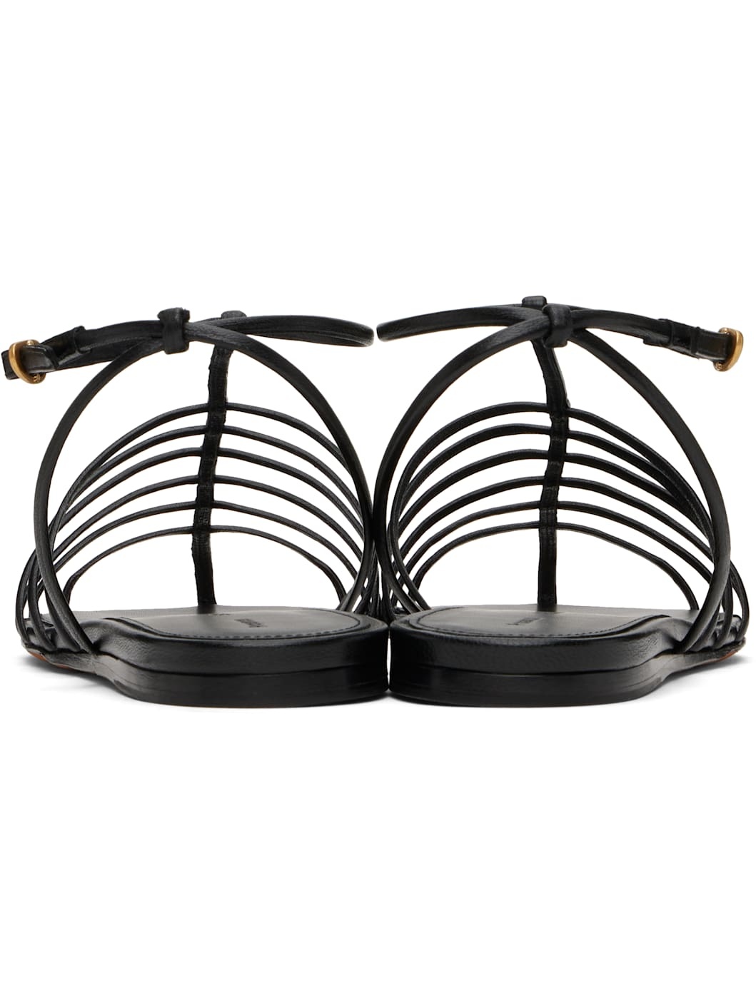 Black Tee Cage Flat Sandals - 2
