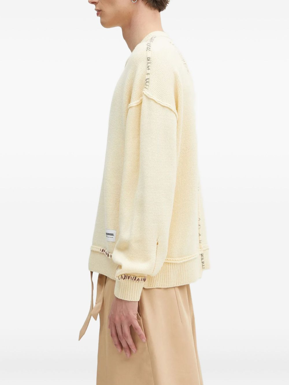 distressed detail crew neck sweater - 3