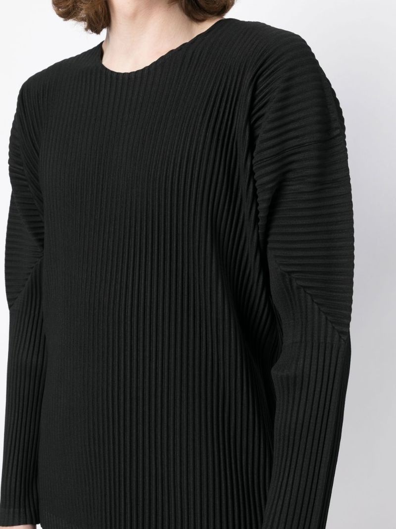 long-sleeve plissé T-shirt - 5