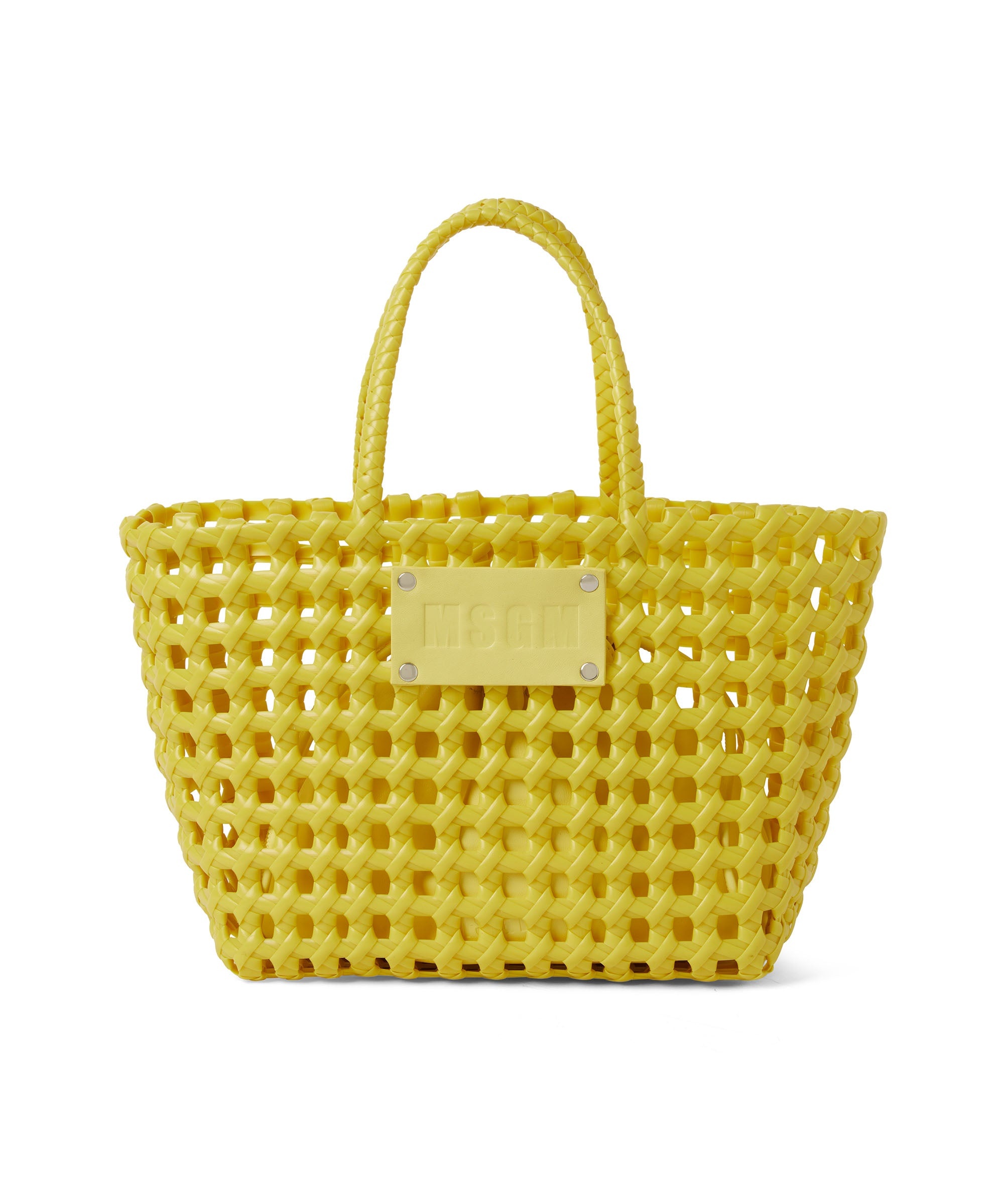 Faux leather basket net mini bag with accompanying mini pouch - 1