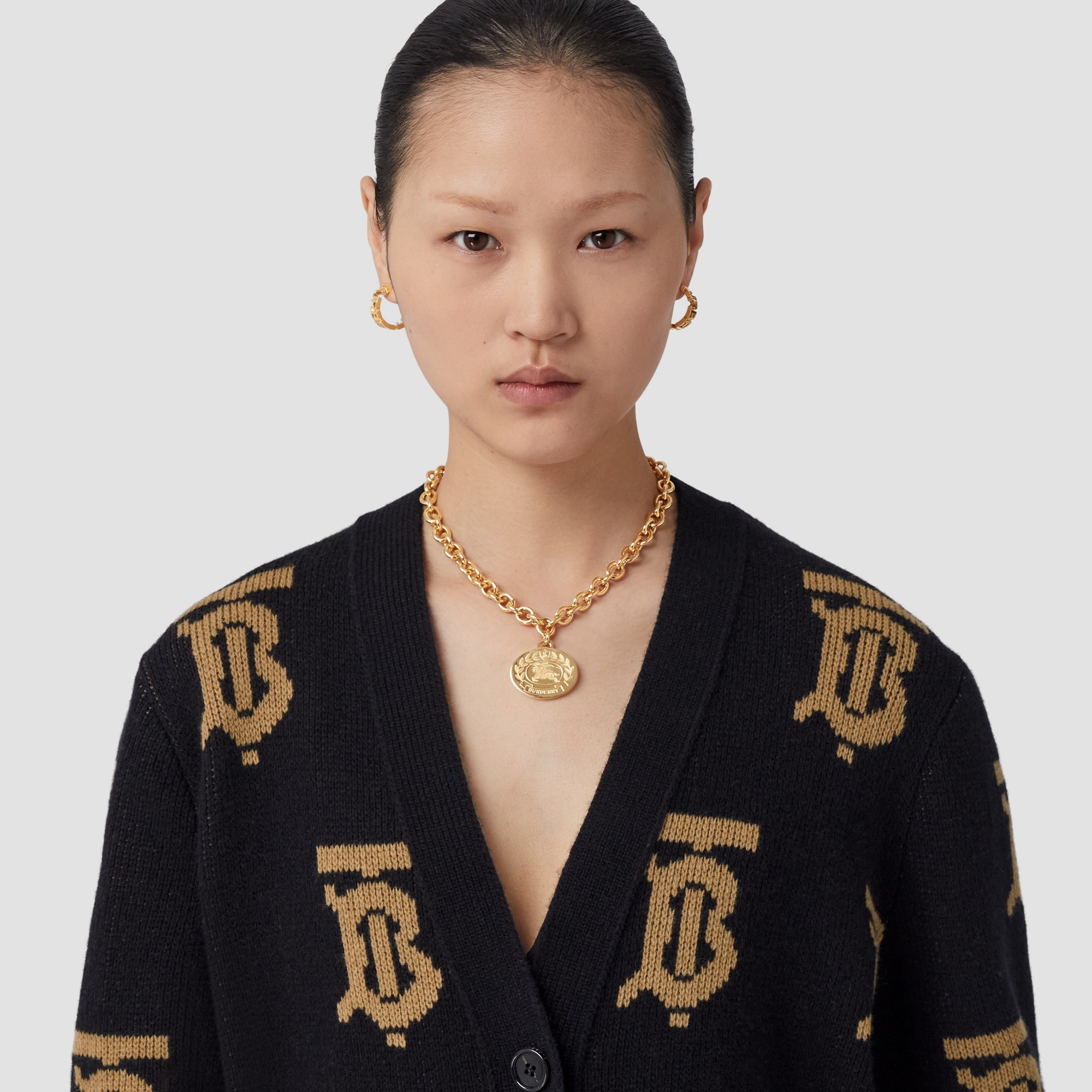 Monogram Motif Wool Jacquard Cardigan - 6