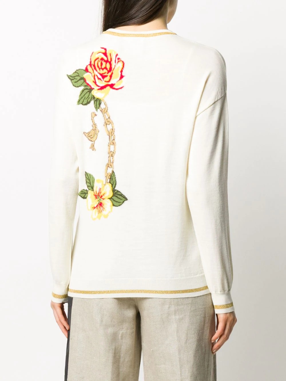 floral crew-neck jumper - 4