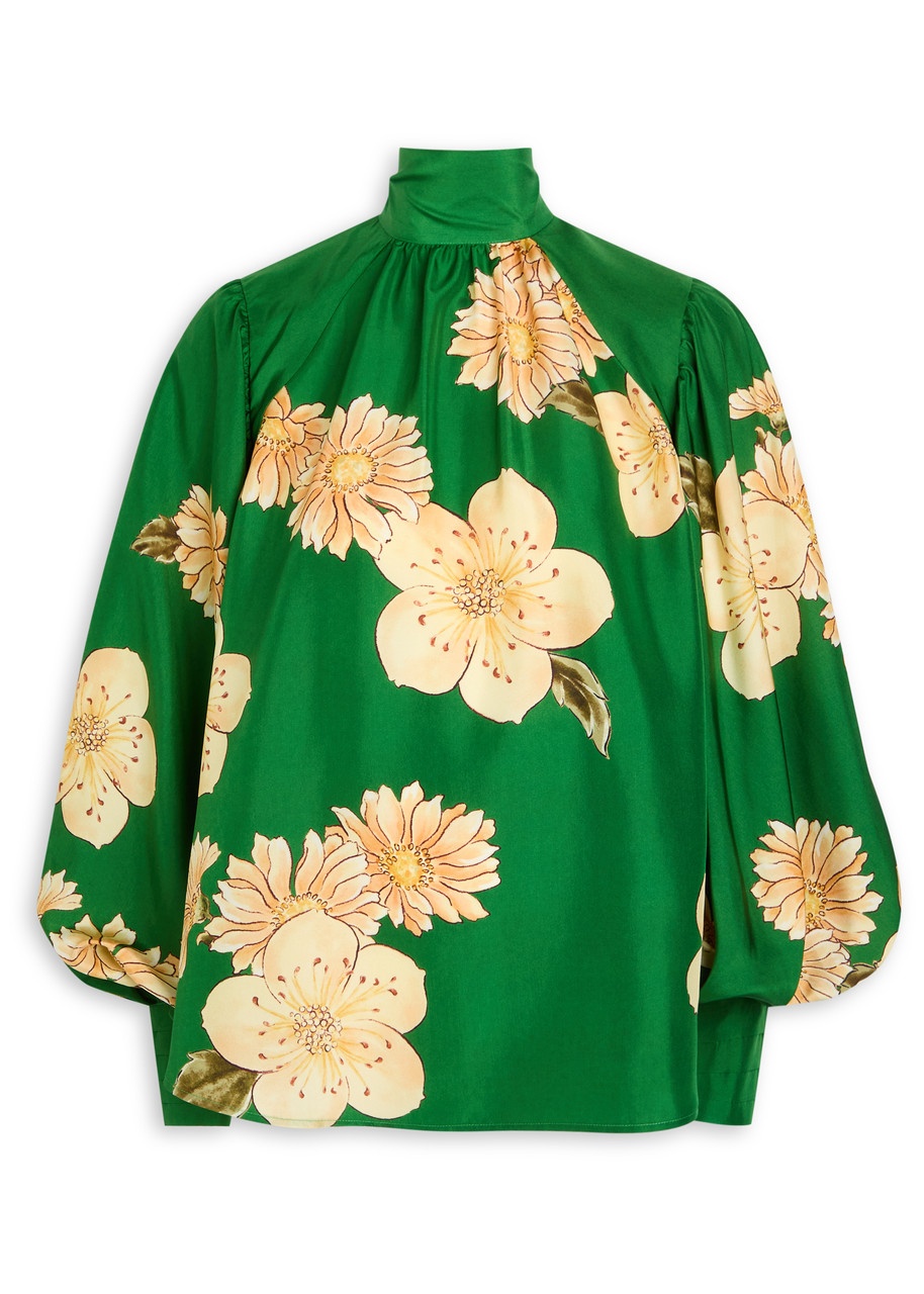 Alemais Sage Floral-print Silk Blouse - 1