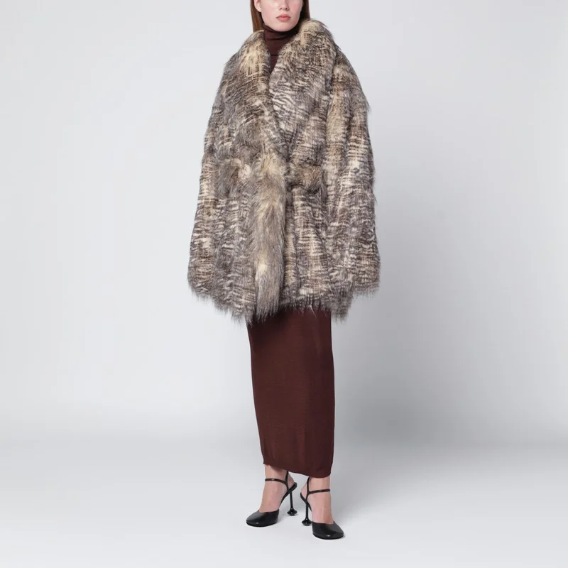 Juno faux fur coat with belt - 1
