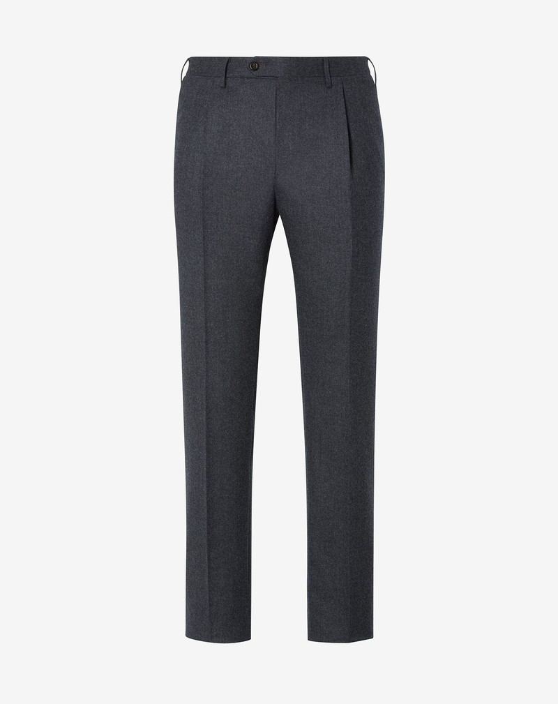 Grey pure 1 pleated wool trousers 1