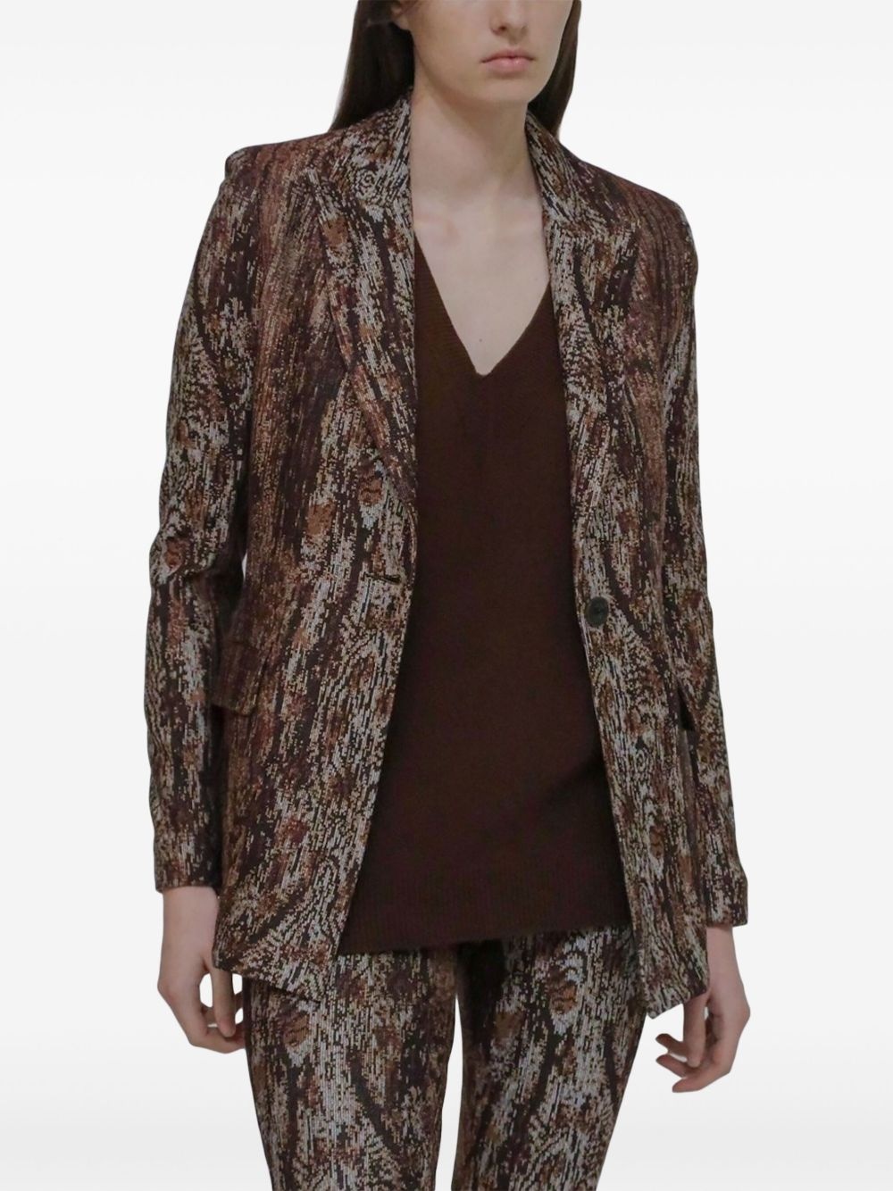 printed peak lapel jacket - 5