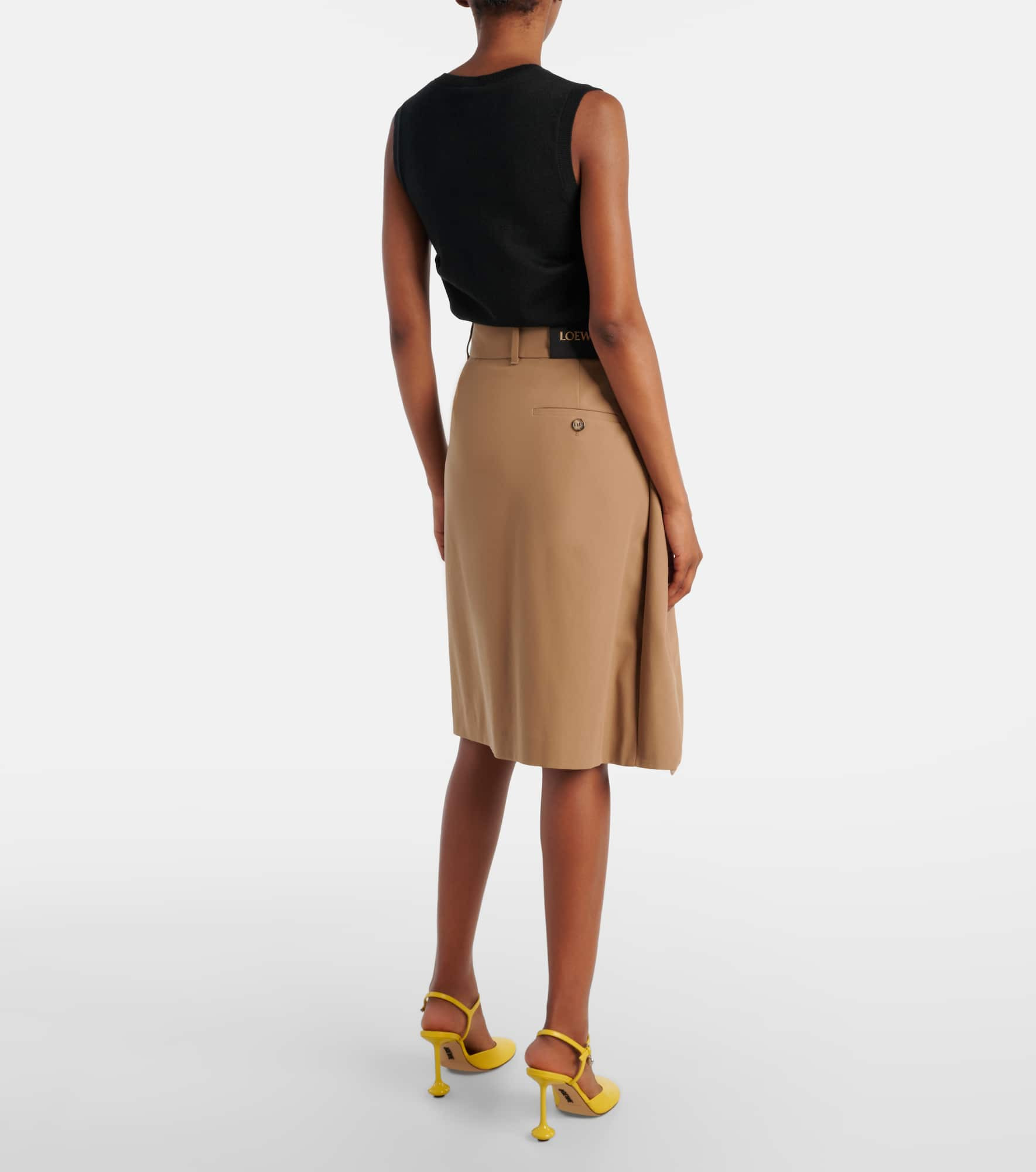 Asymmetric cotton twill midi skirt - 3