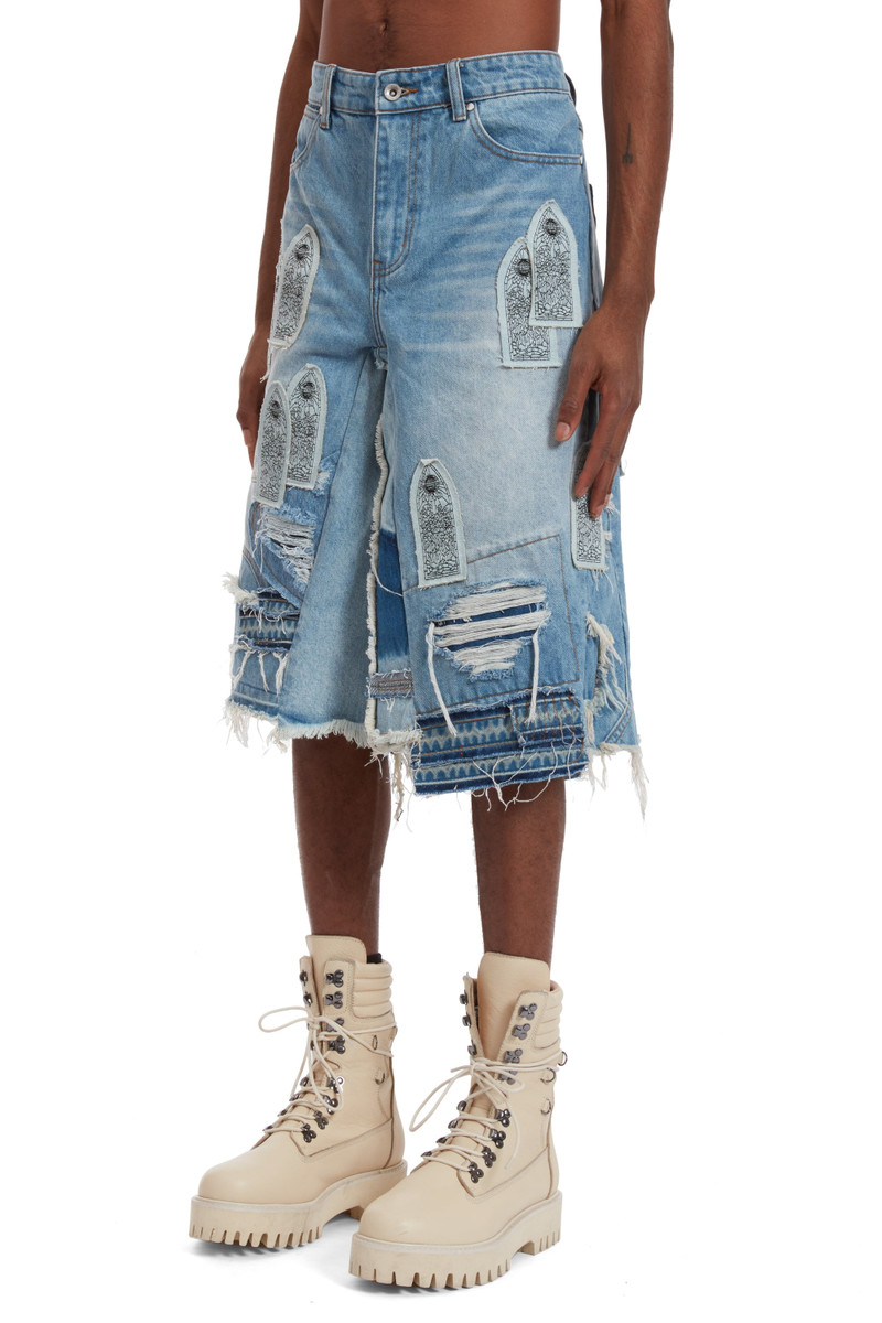 PATCHED ARCH BLOWOUT DENIM SHORT 4
