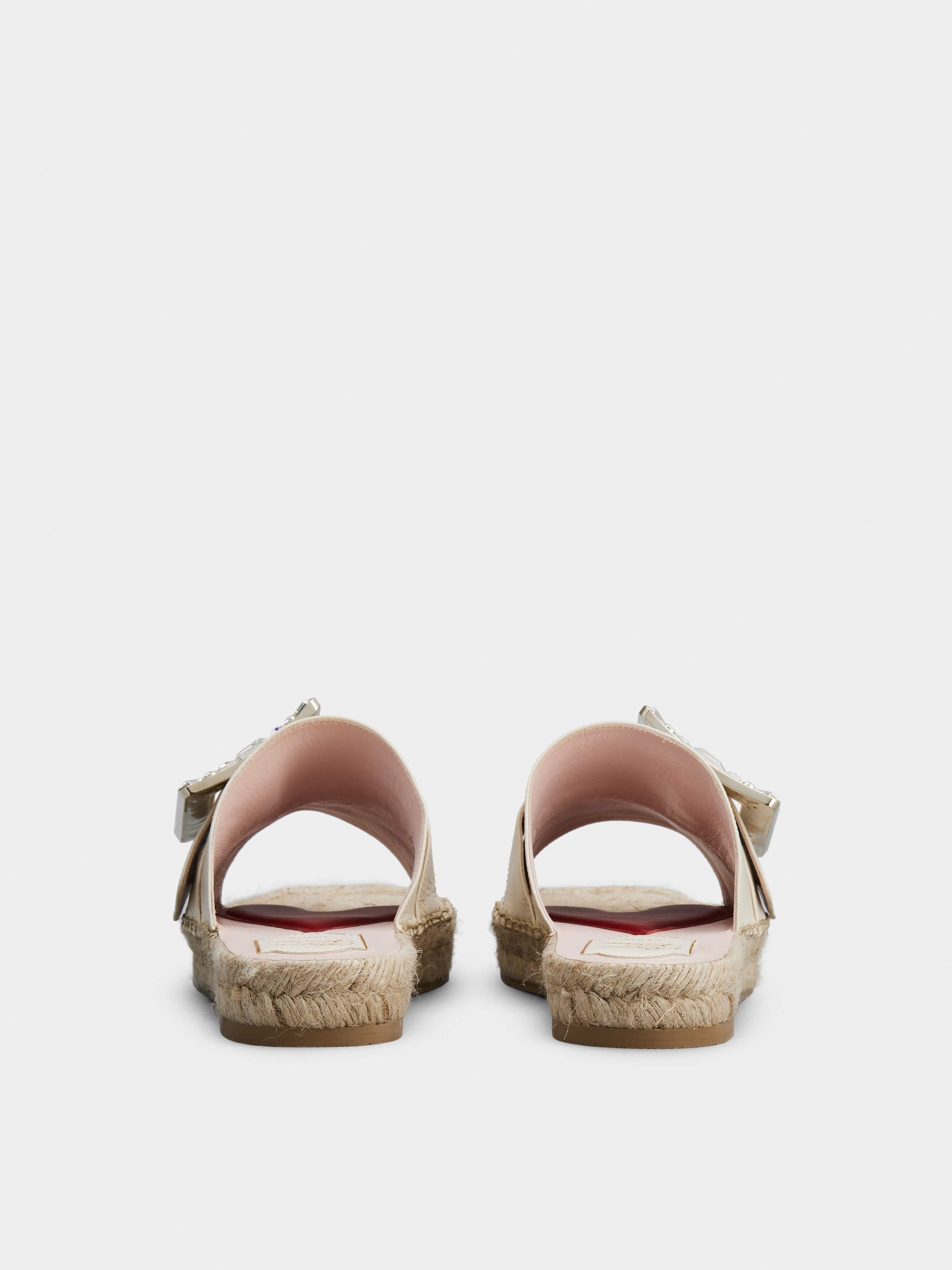 Strass Buckle Espadrille Mules in Soft Leather - 5