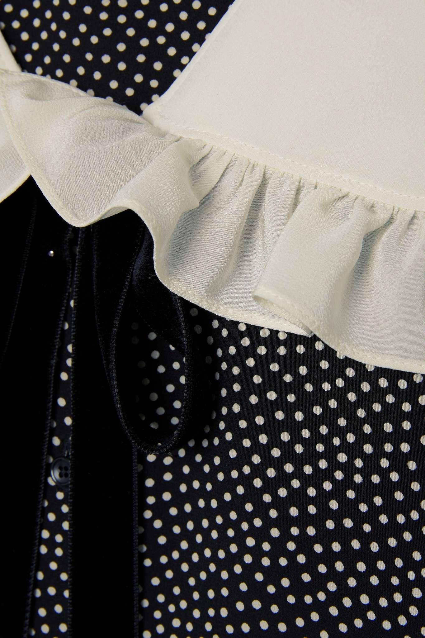 Ruffled polka-dot silk crepe de chine blouse - 5