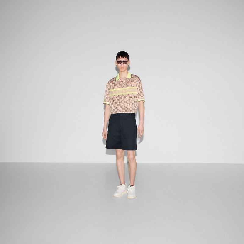 GUCCI Double cotton twill short with Web outlook