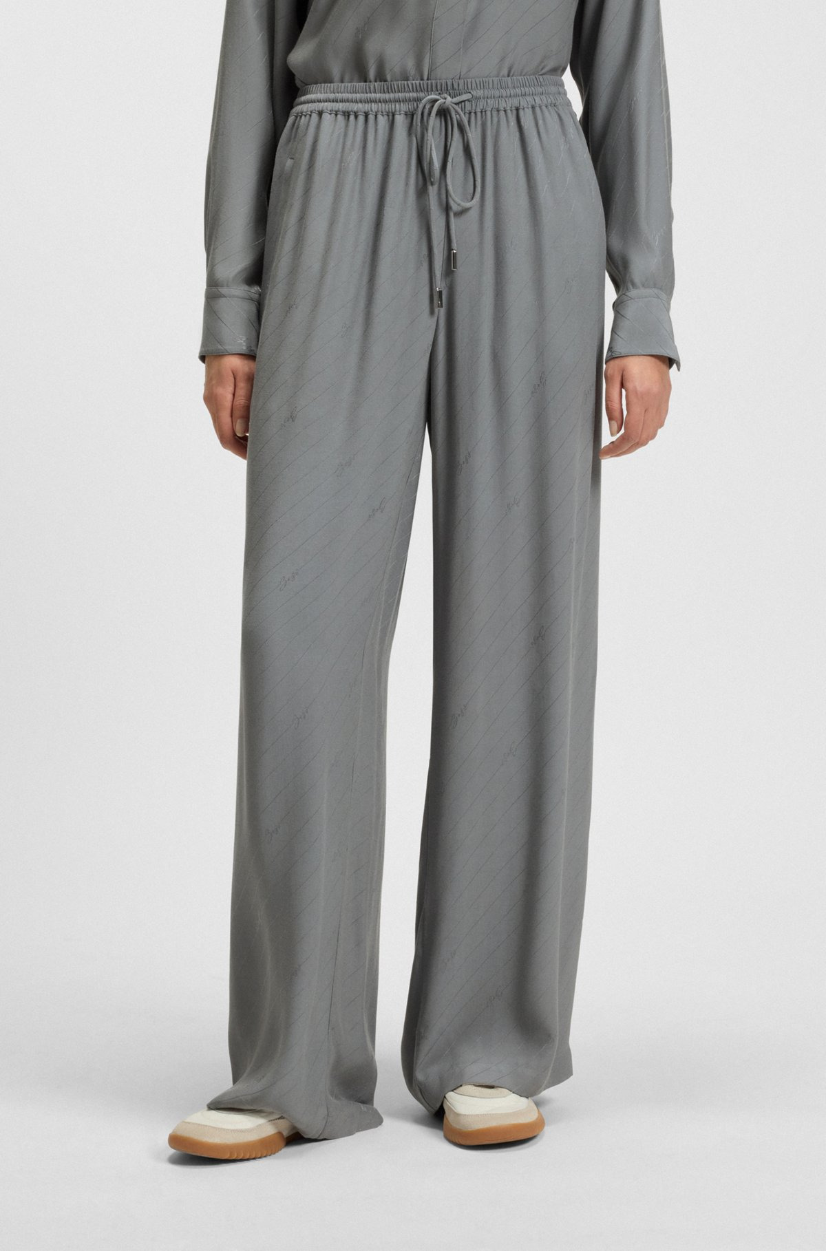 WIDE-LEG TROUSERS WITH LOGO JACQUARD - 2