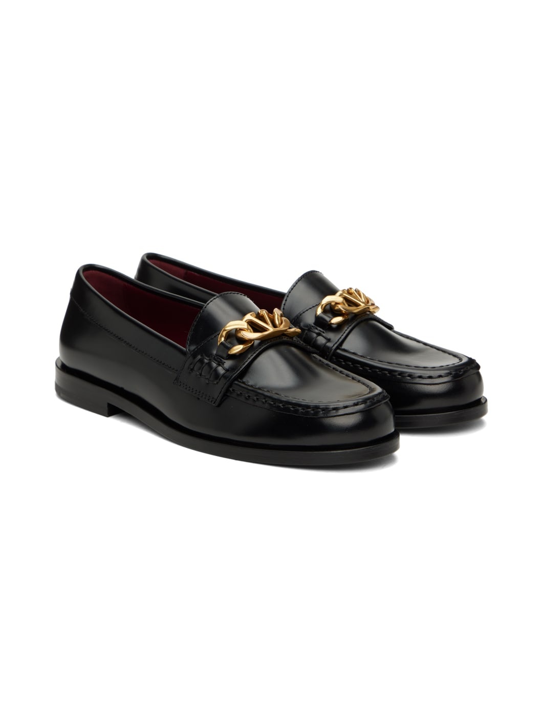 Black VLogo Chain Loafers - 4