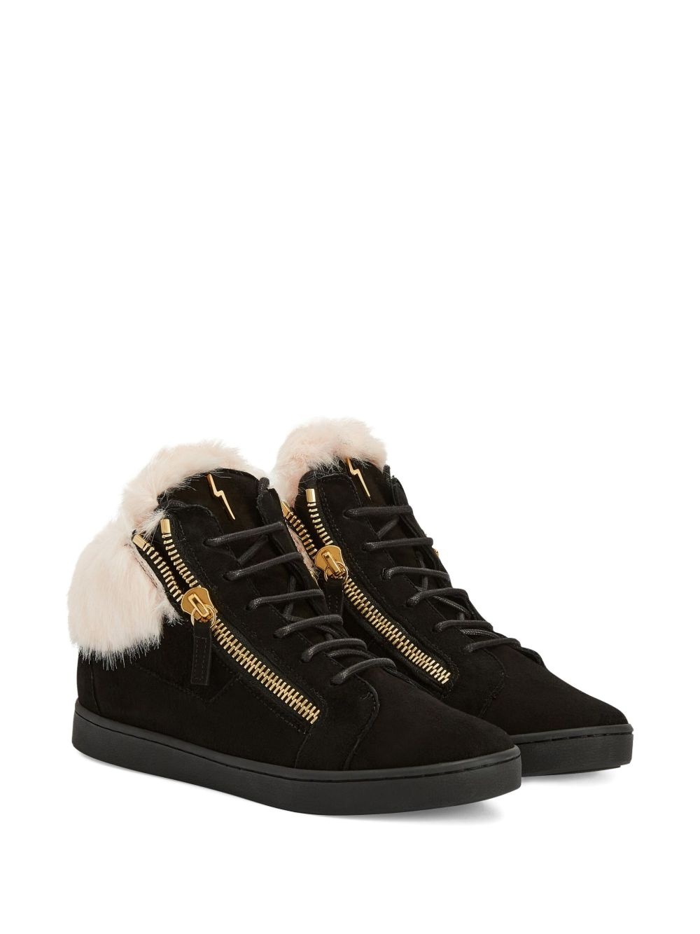 Kriss fur-trimmed zip-detail sneakers - 2