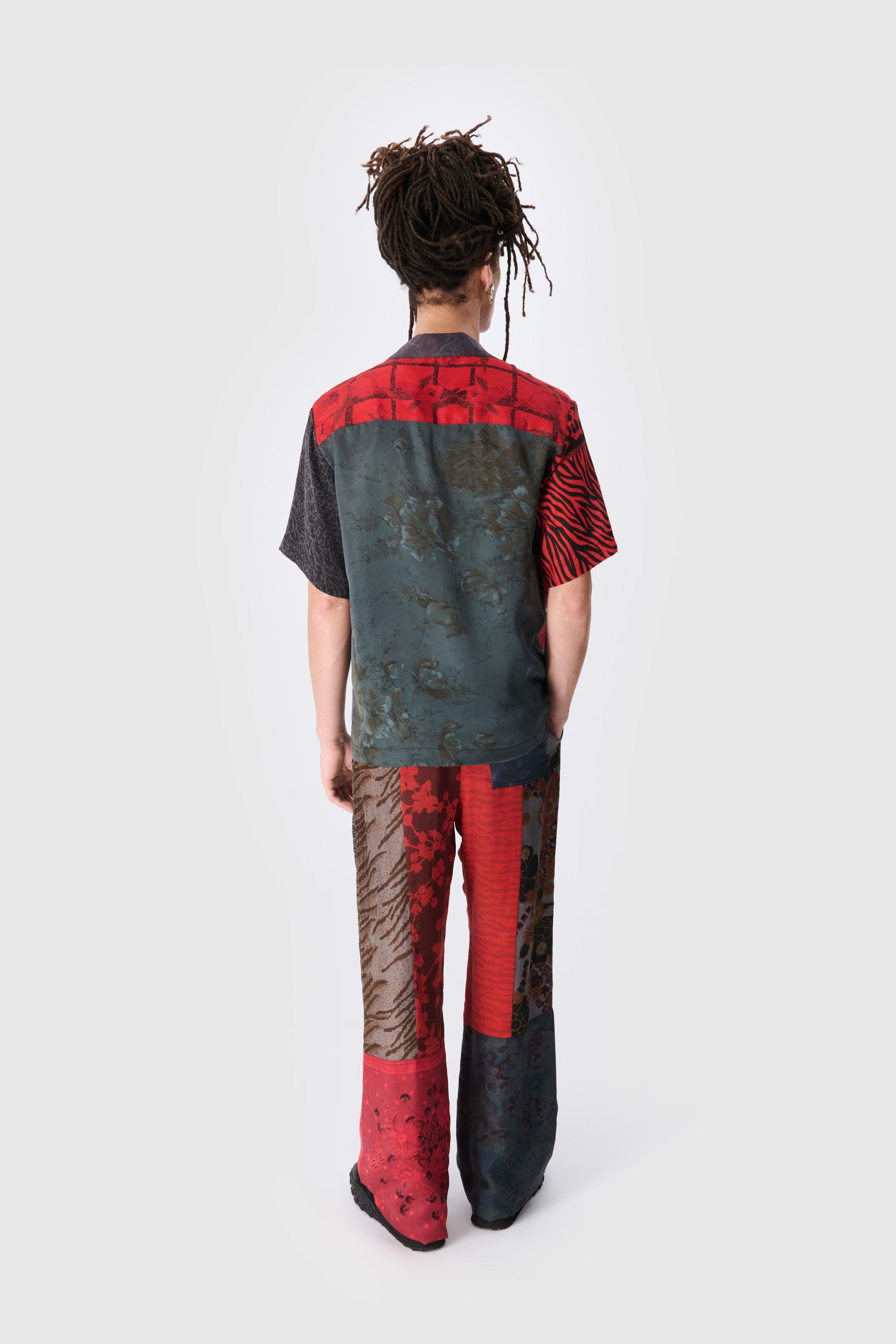 Upcycled Silk Scarves Bowling Shirt - 6