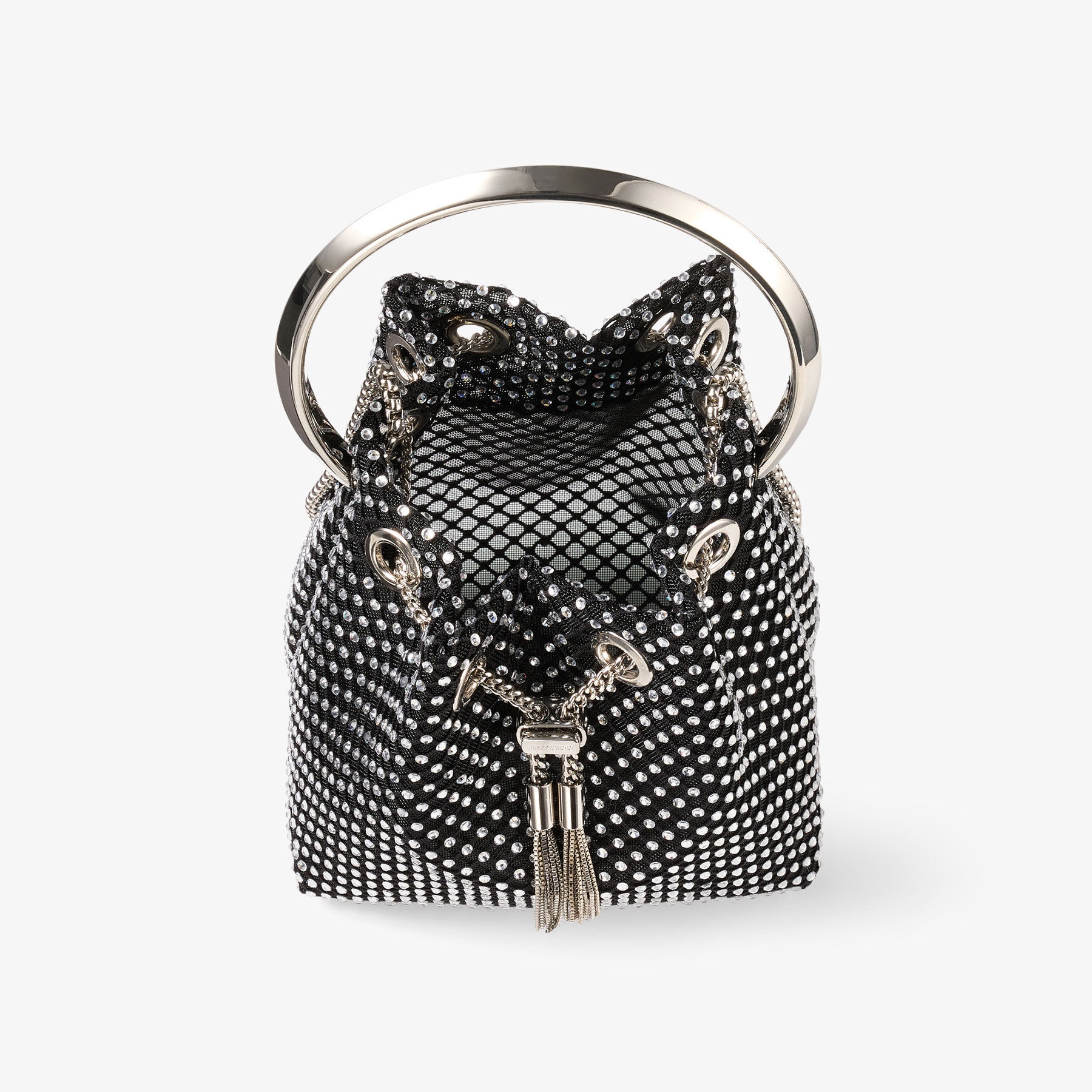 Bon Bon
Black Satin Crystal Mesh Handbag - 5