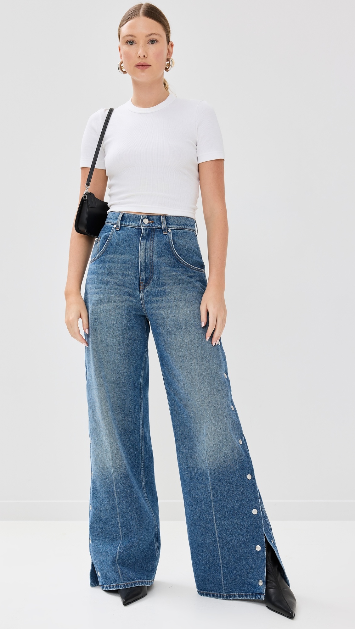 Snap Blue Denim Loose Jeans - 5