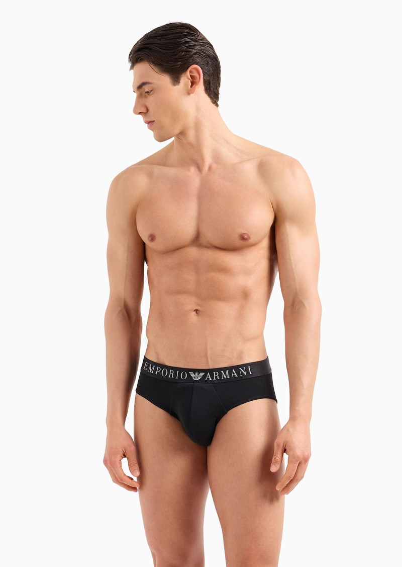 Superfine cotton briefs with logo waistband 2