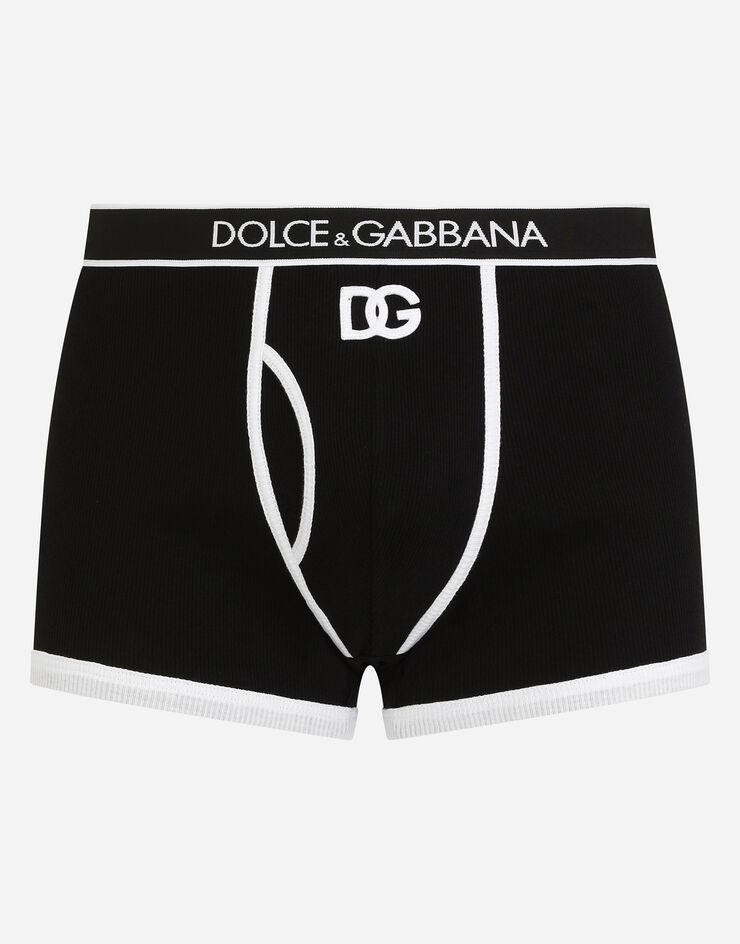 Fine-rib cotton boxers with DG patch - 1