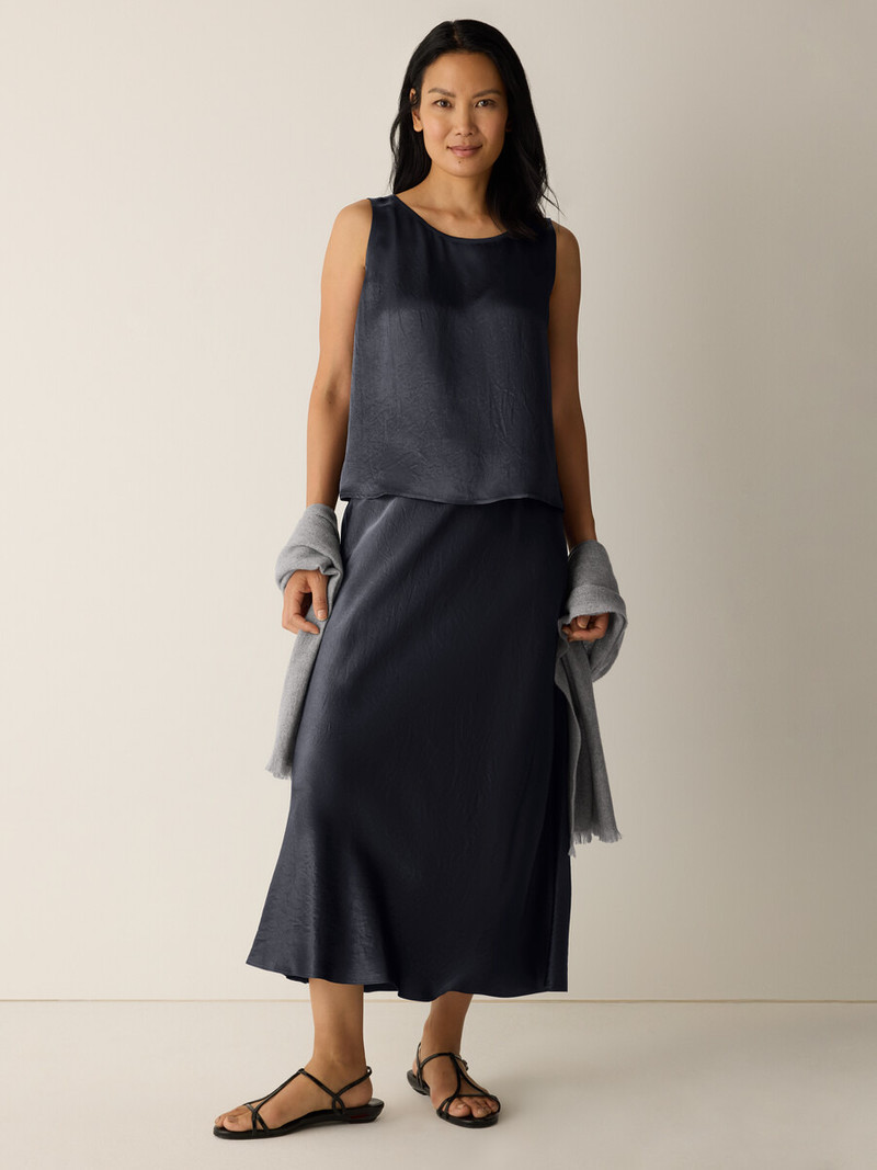 Textured Satin Ballet Neck Tank 3