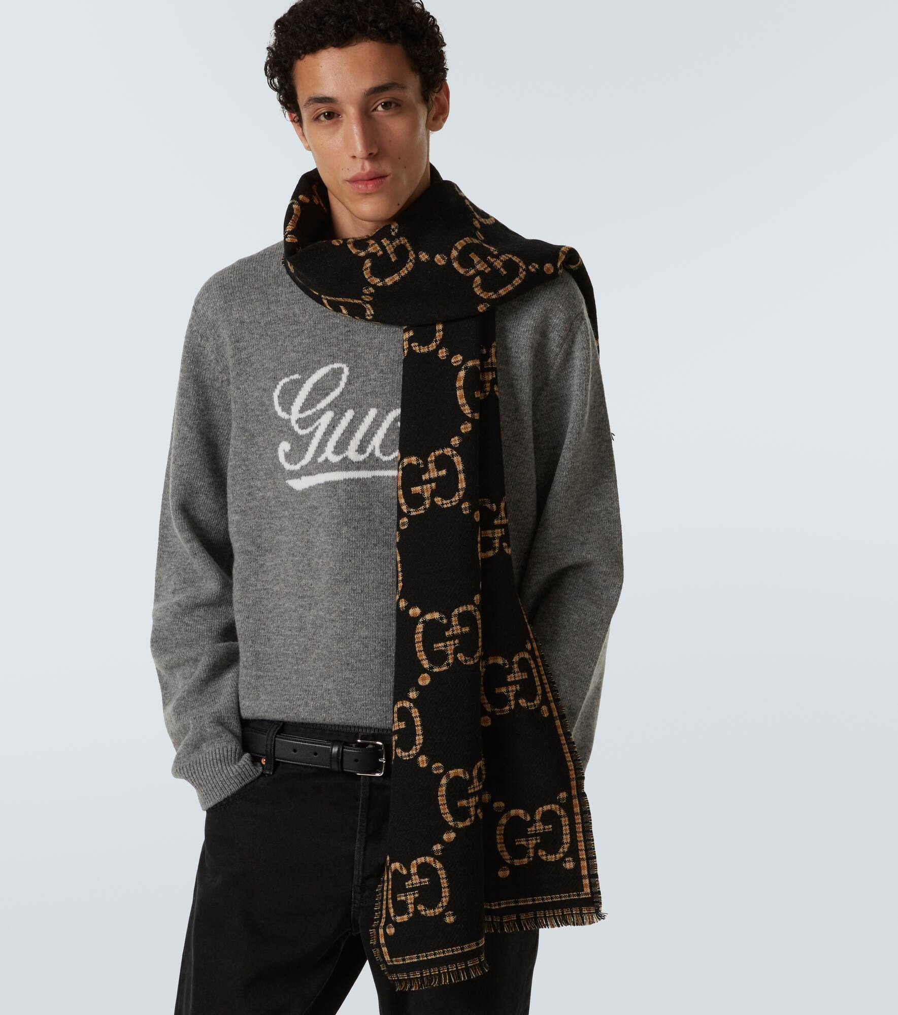 GG wool jacquard scarf - 2