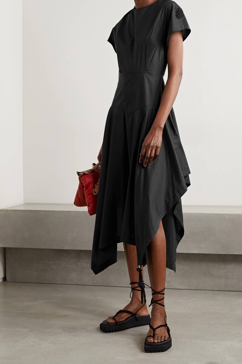 Moncler + 1 JW Anderson asymmetric cotton-poplin dress outlook