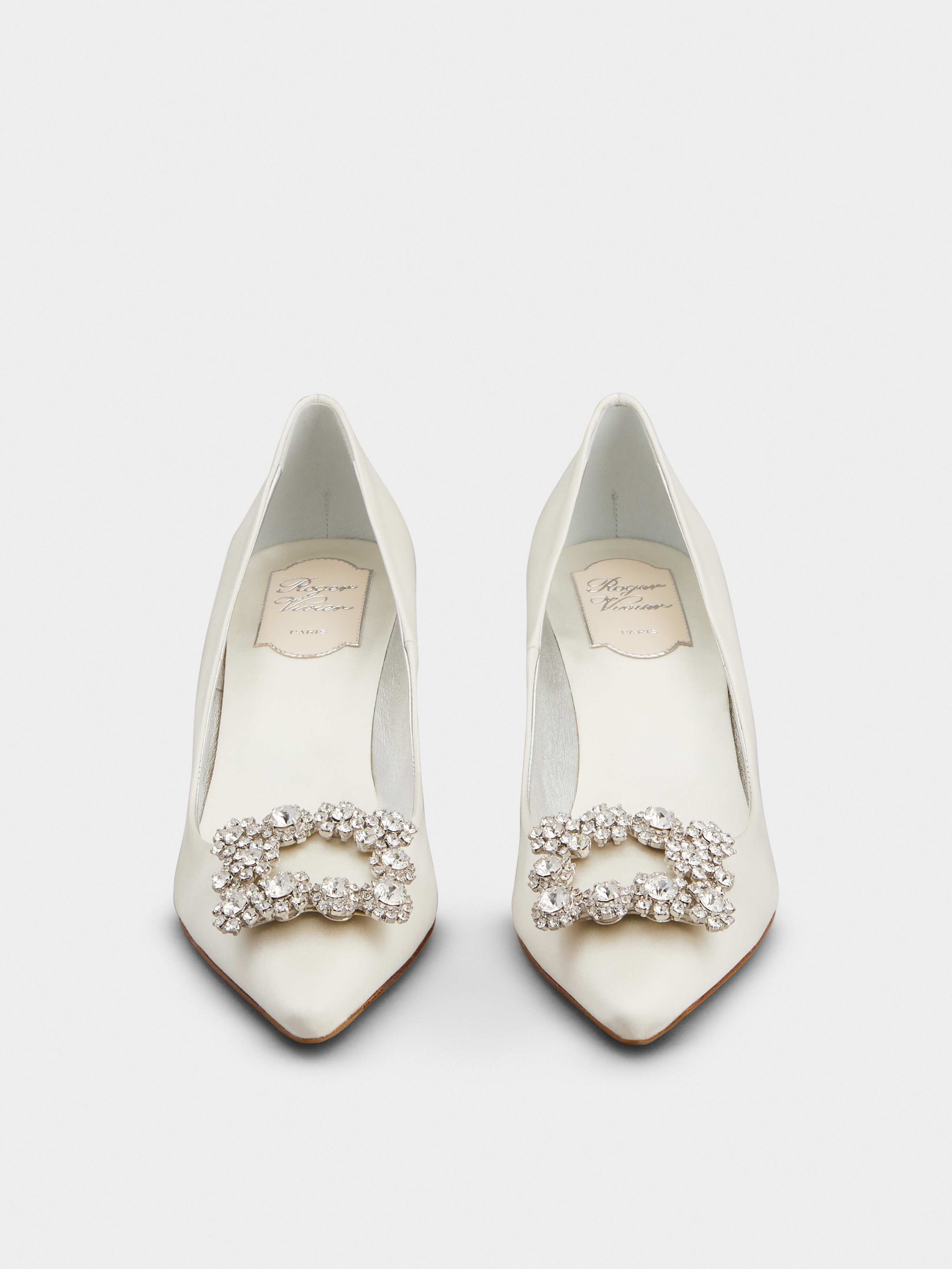 ベルト Roger Vivier Cintura Flower Strass Buckle In Raso Roger vivier Natural Flower Strass Buckle Satin Point Toe