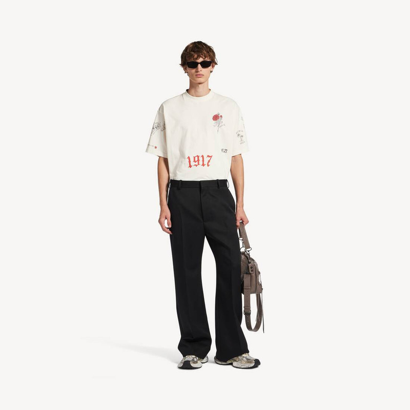 BALENCIAGA Men's Tattoo T-shirt Medium Fit in Cream outlook
