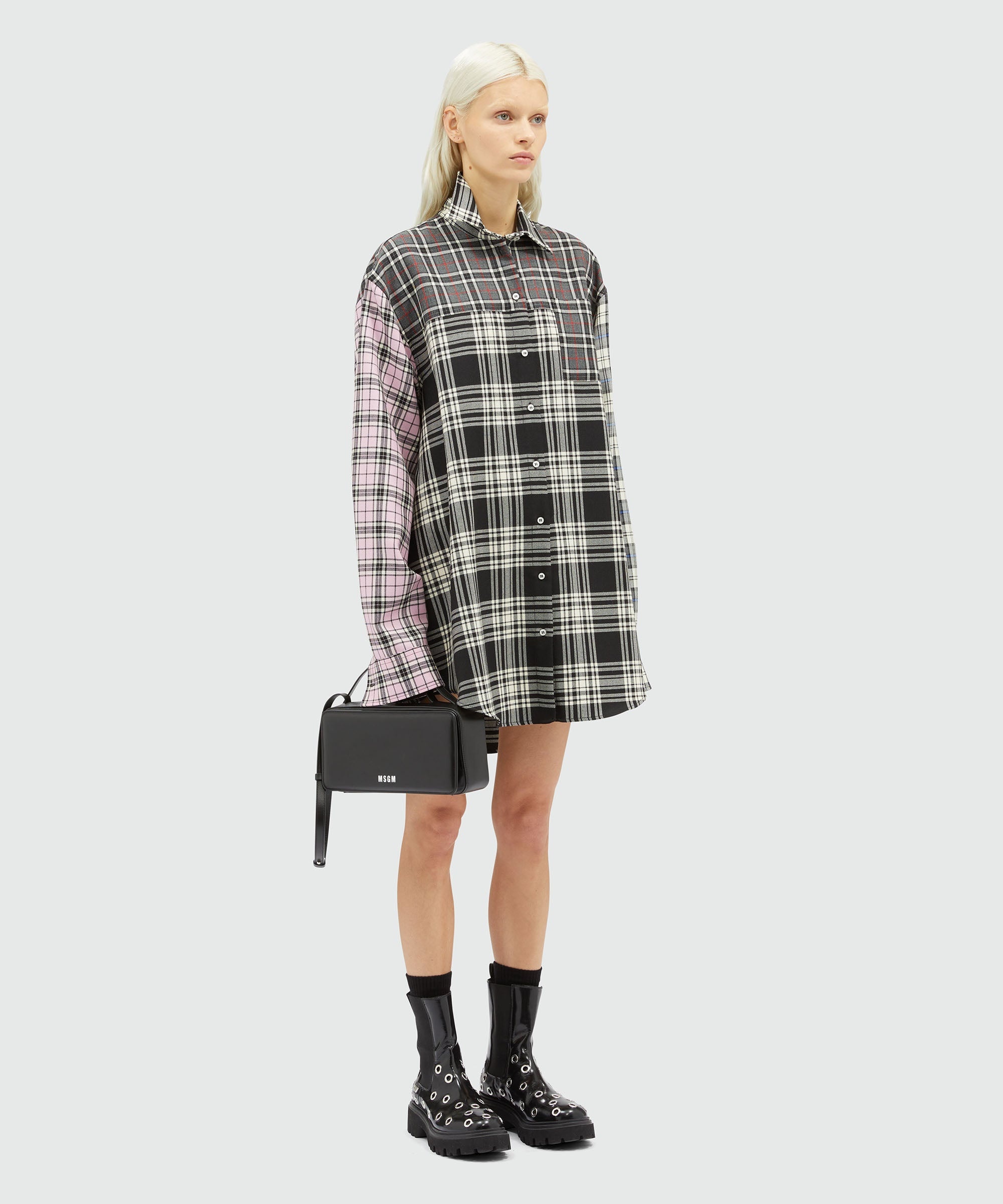 Tartan wool shirt dress - 4