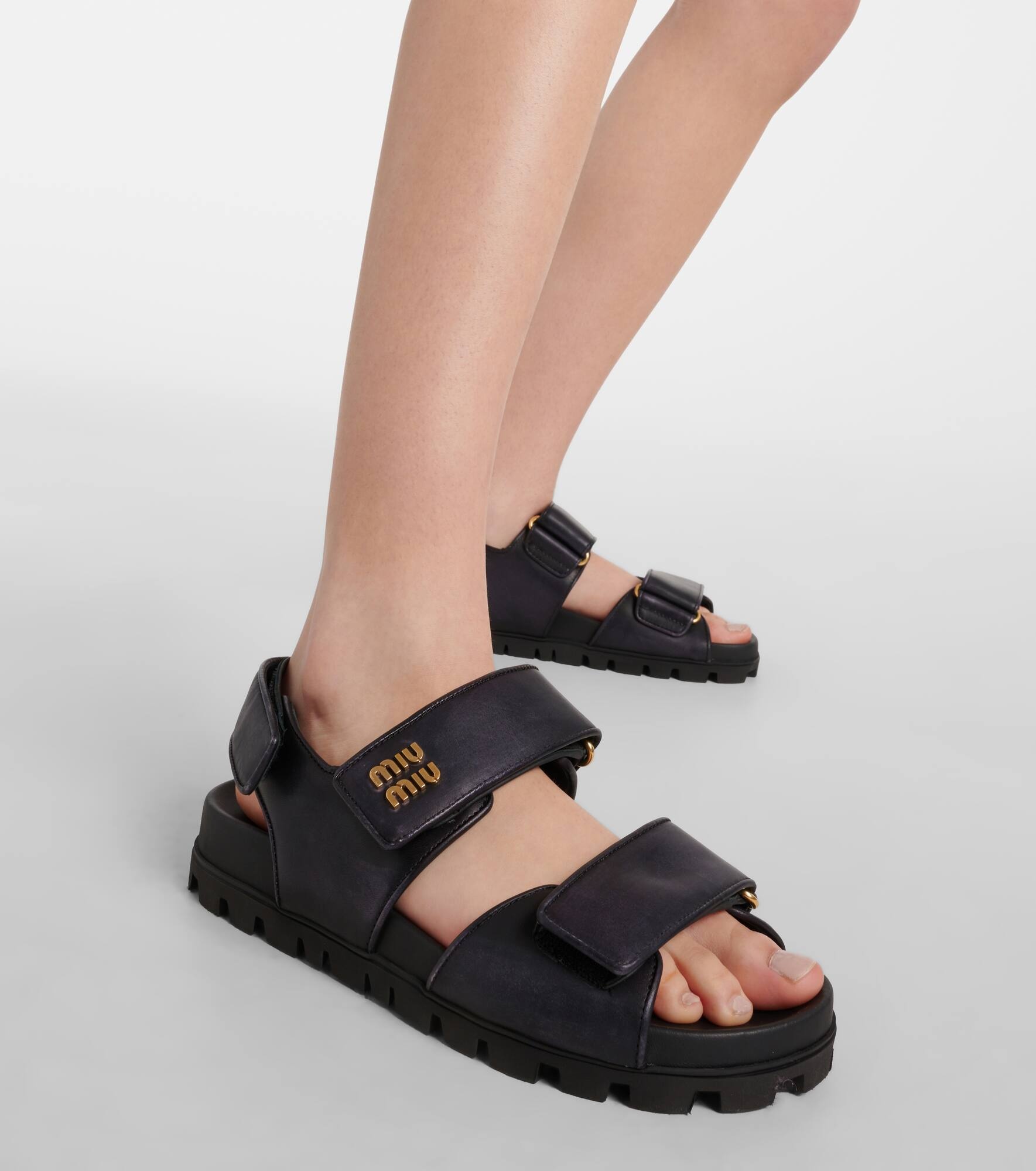 Logo leather sandals - 4