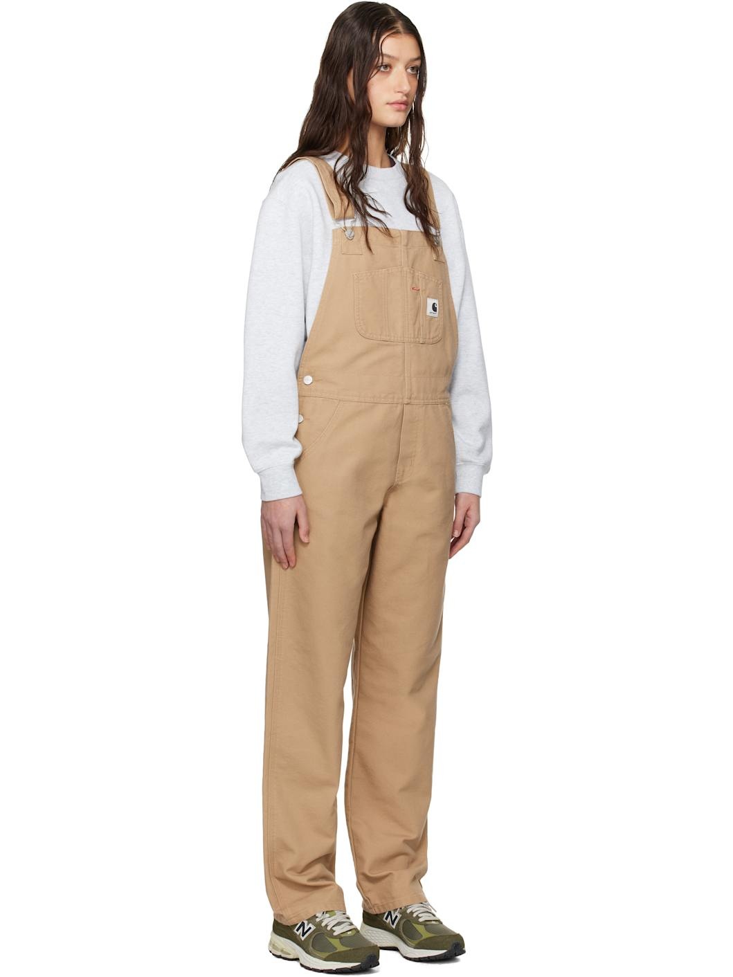 Beige Bib Straight Overalls - 2