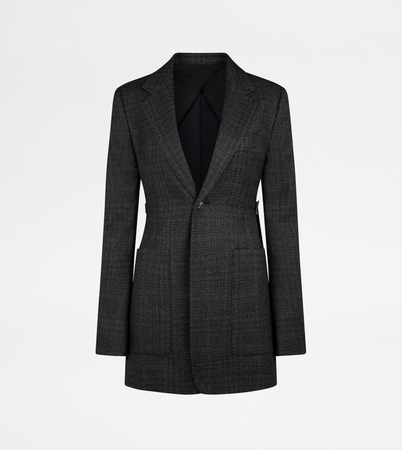 BLAZER IN CHECKS WOOL - GREY, BLACK, WHITE 1