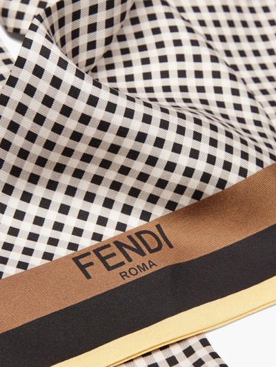 FENDI Checked logo-print silk scarf outlook