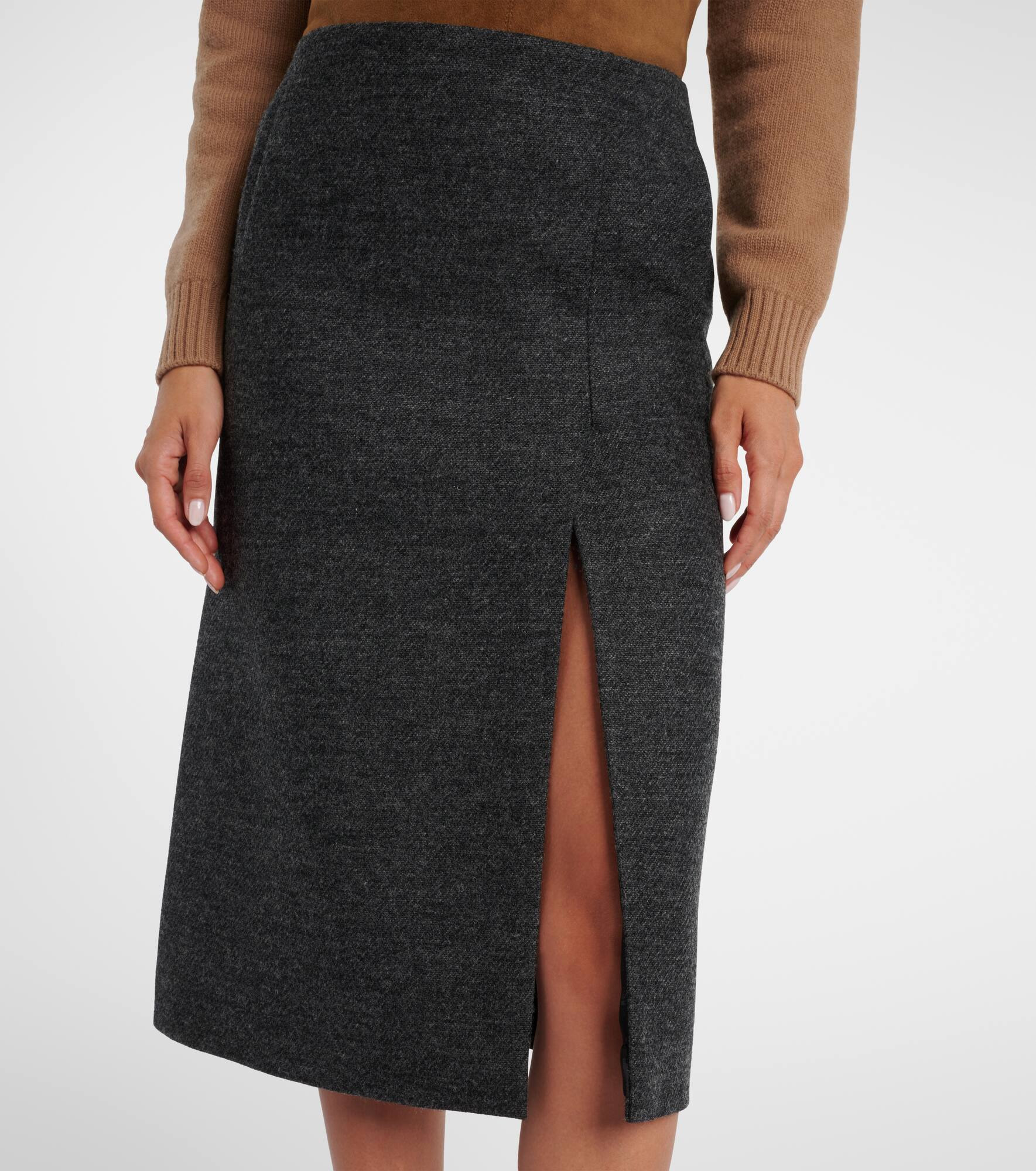 Slit-detail virgin wool midi skirt - 4