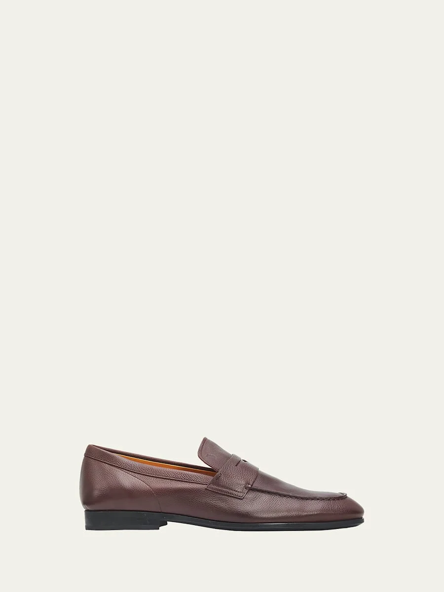 Men's Mocassino Gomma Leggera Leather Penny Loafers - 1