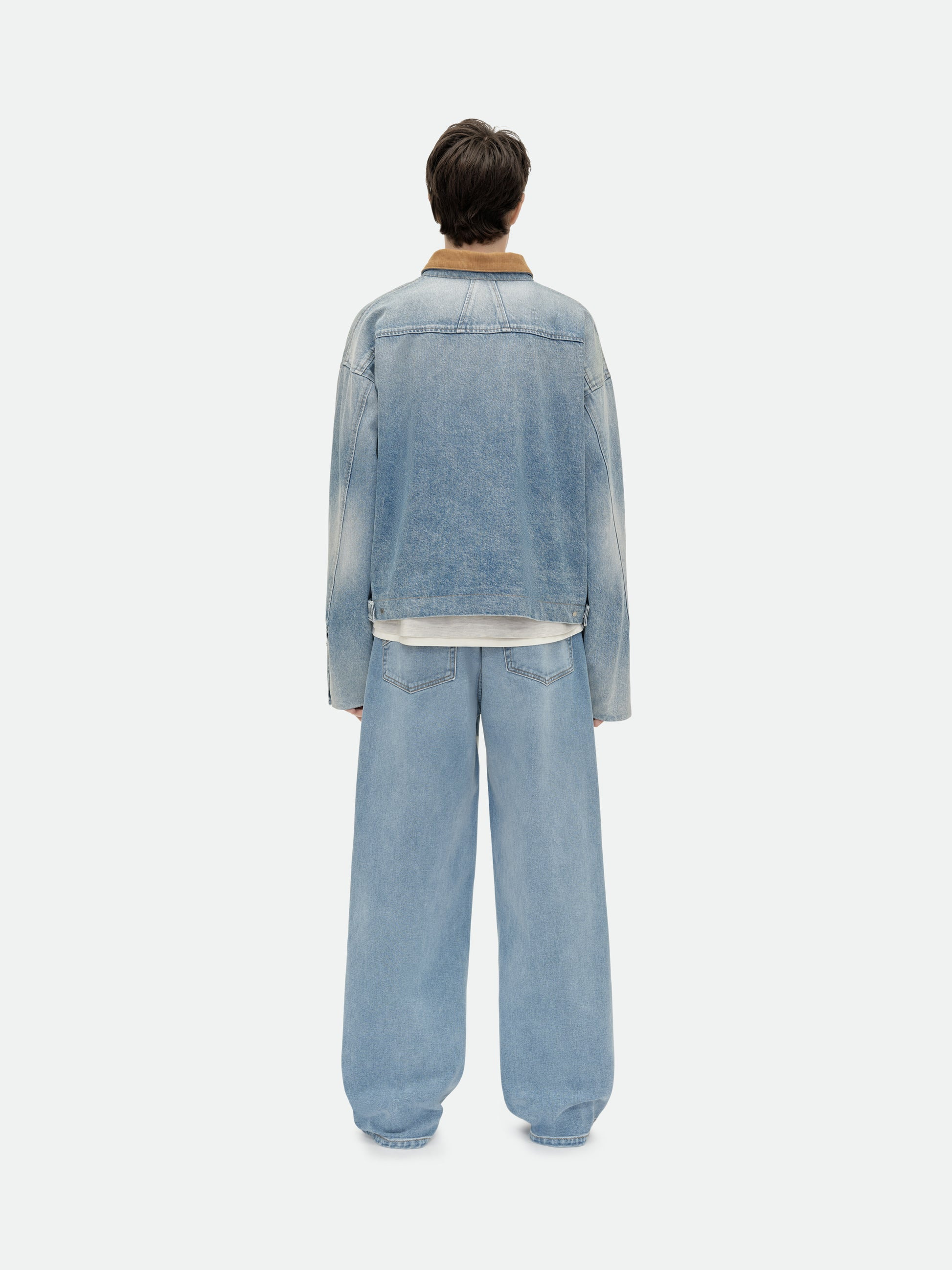 DENIM LOGO CORD COLLAR WORK JACKET - 4