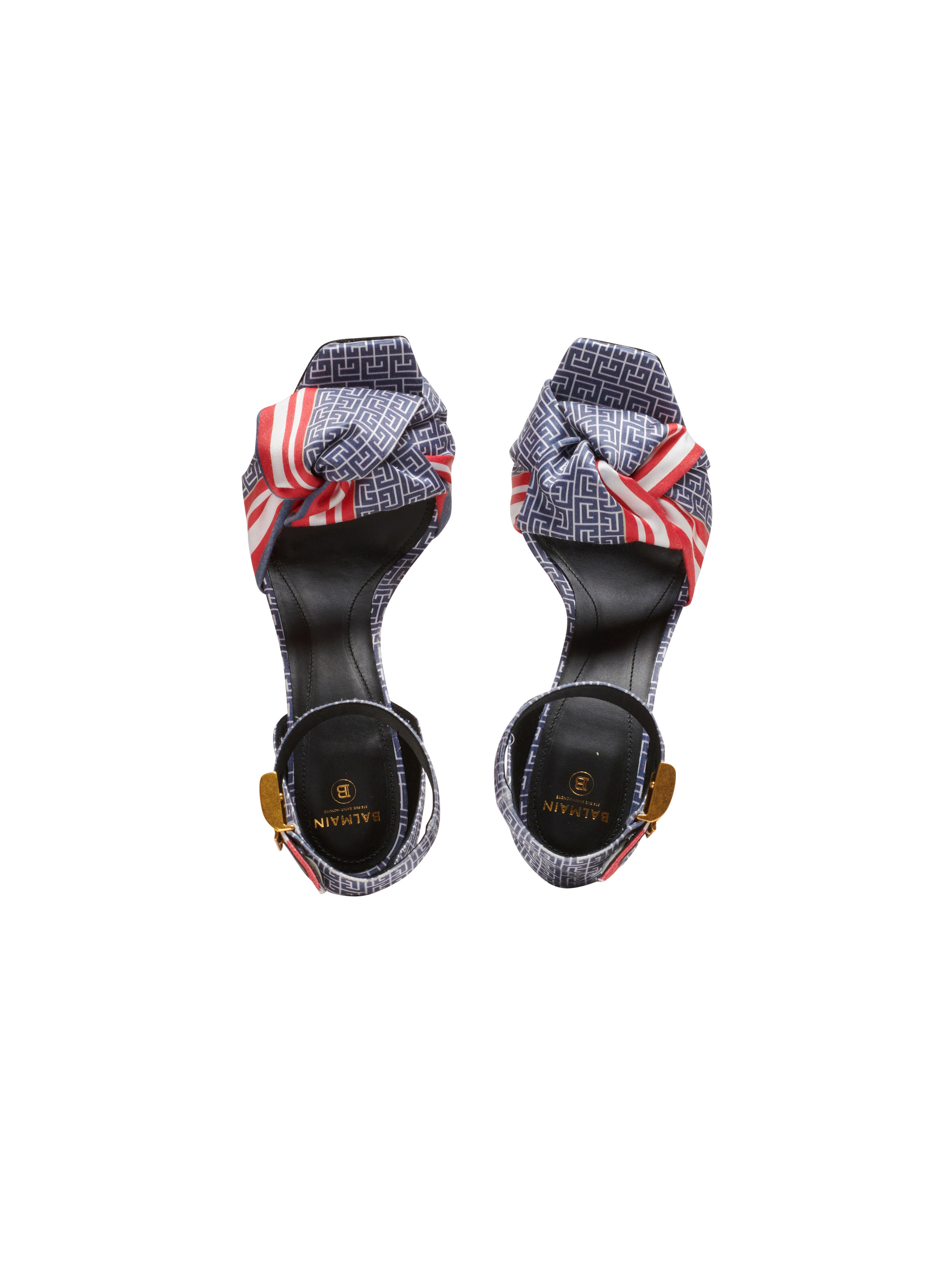 【関税＆送料込み】Balmain Sandals Balmain 75MM Safety Pin-Embellished Leather Sandals | Saks
