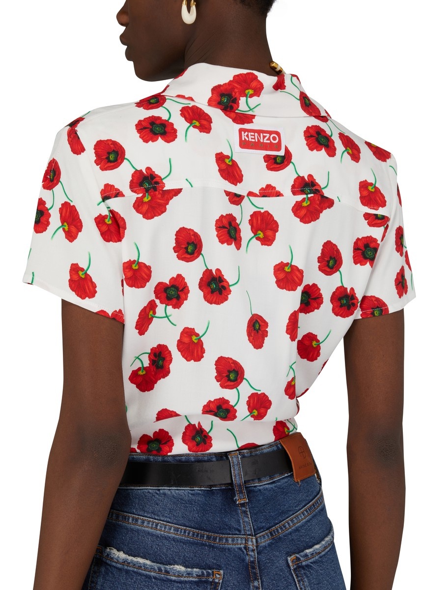 Printed Cropped Knotted Blouse - 5