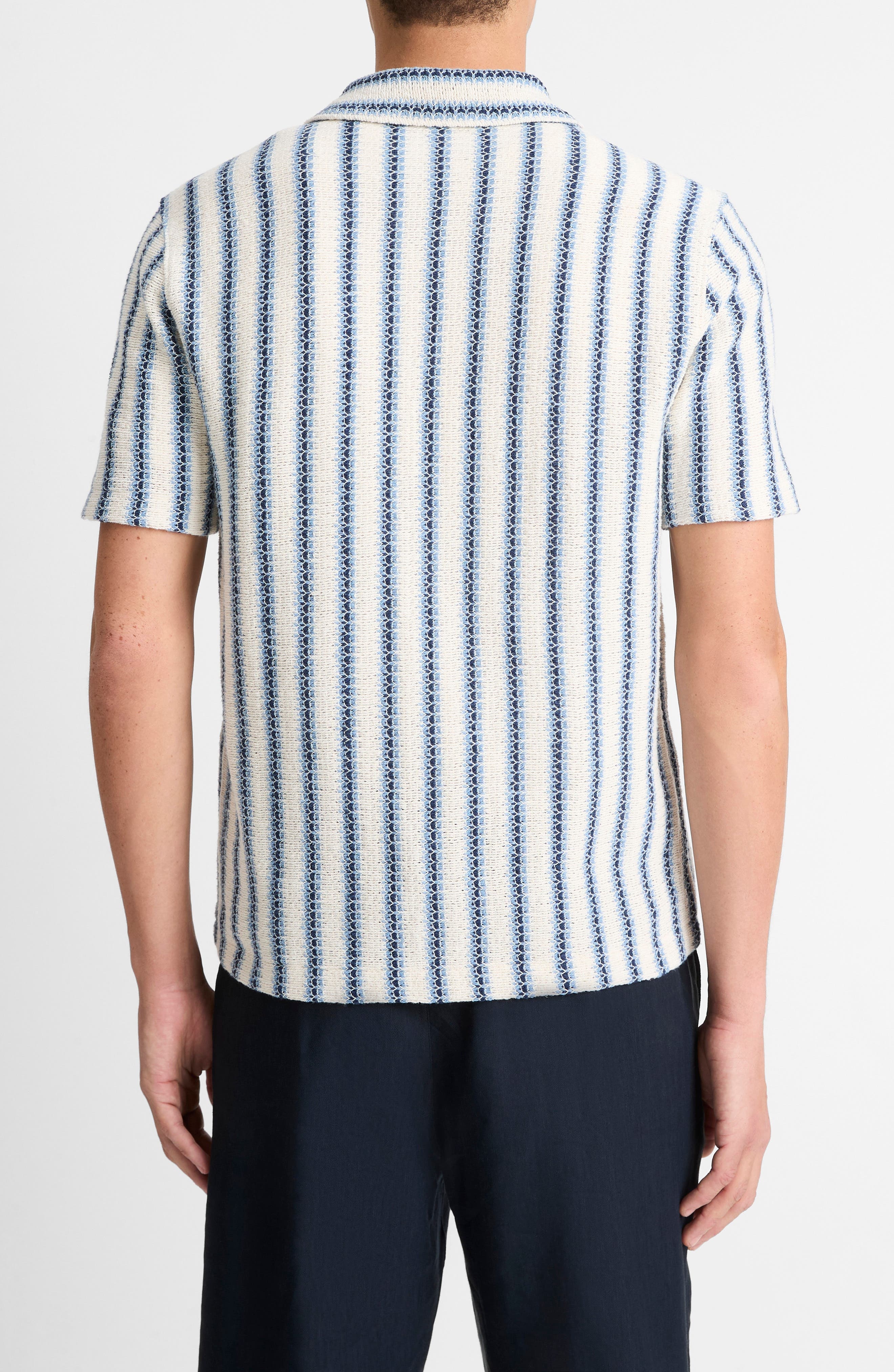 Vince Classic Fit Short Sleeve Button-Up Shirt in Cabo Blue Combo at Nordstrom - 2