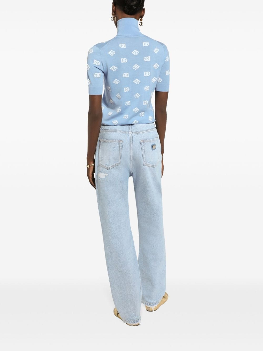 high neck embroidered top - 4