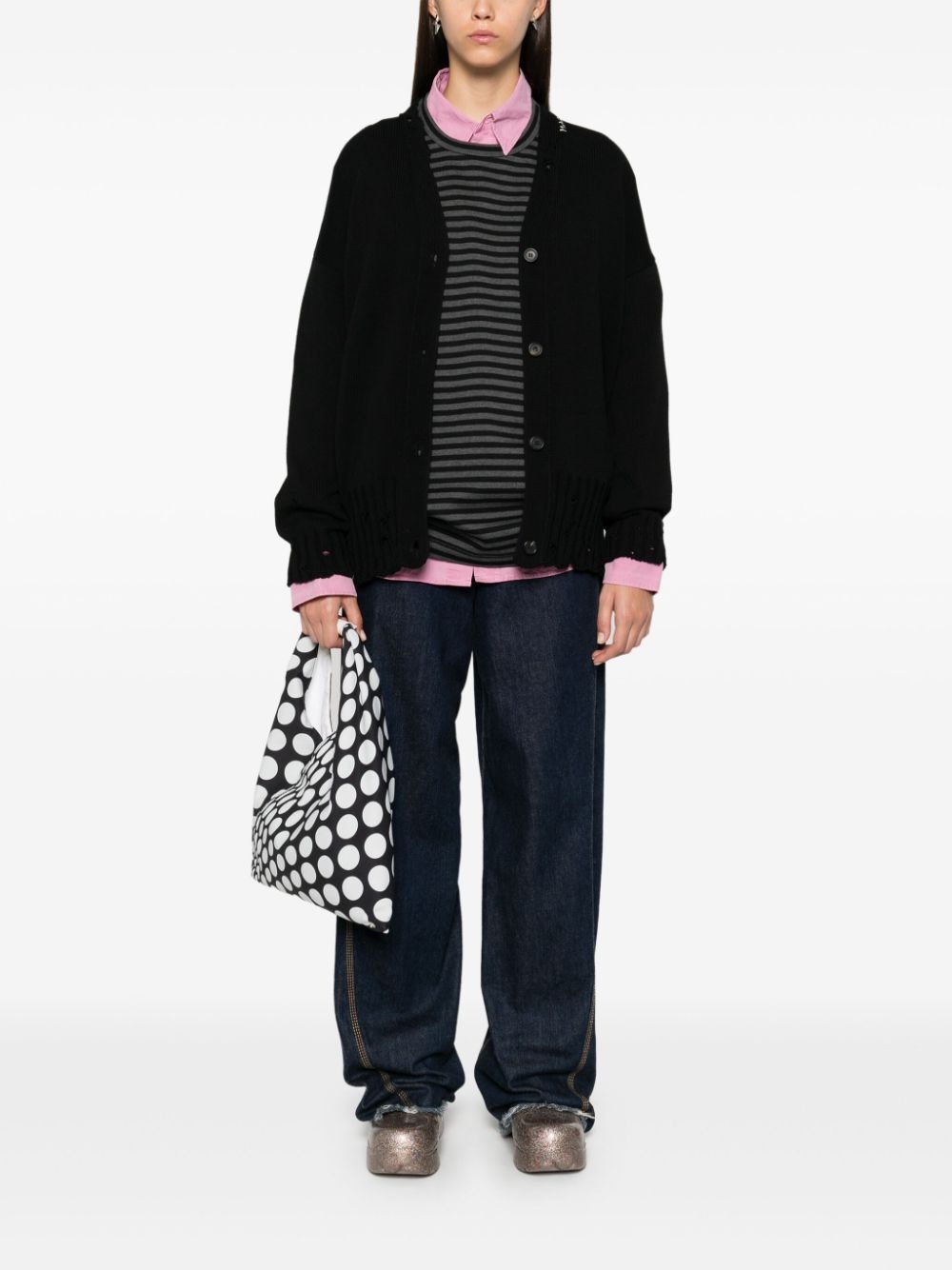 dishevelled cotton cardigan - 2