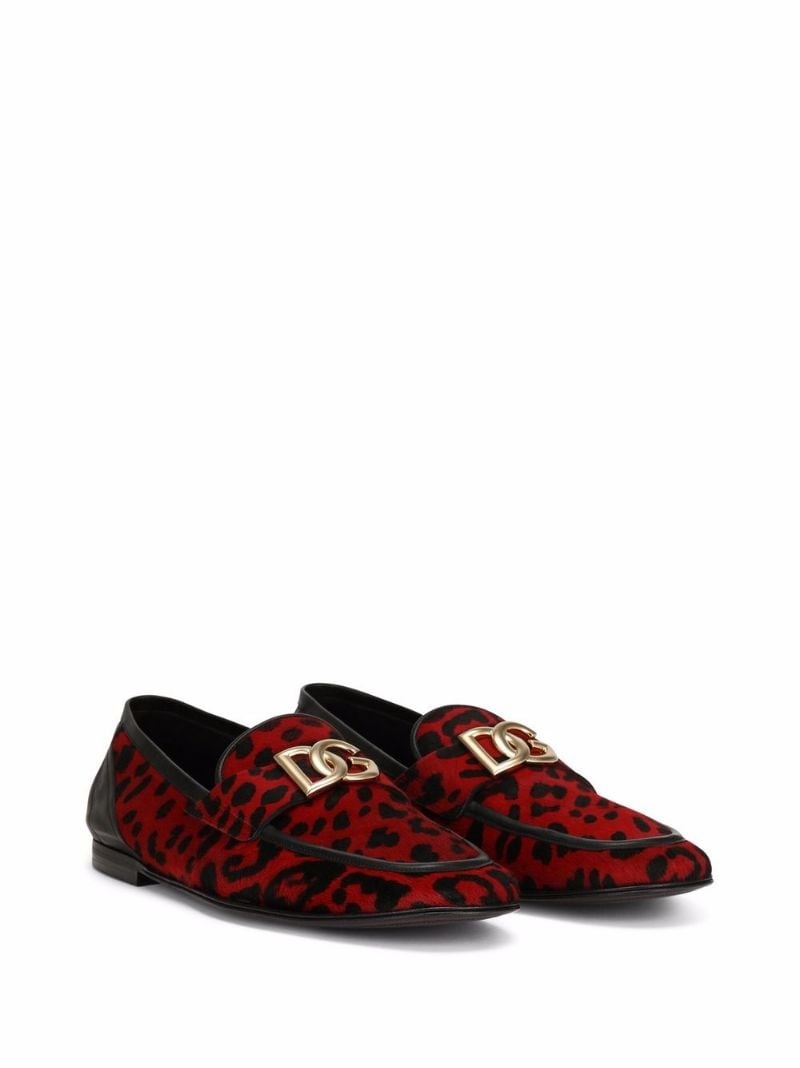 leopard-print logo-buckle loafers - 2